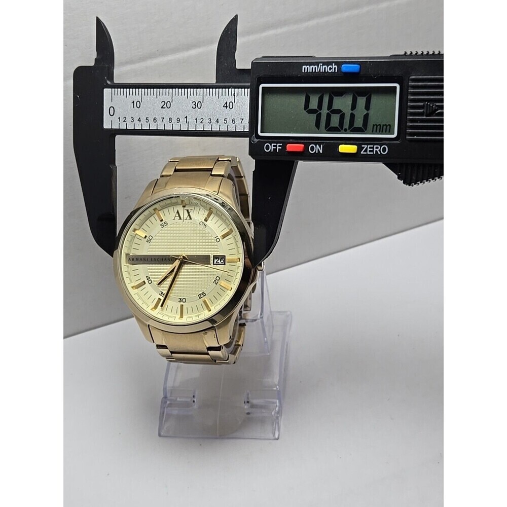 Mens Armani Exchange Hampton AX2132 Date Champagne Gold Plated Watch New Battery - Picture 6 of 11